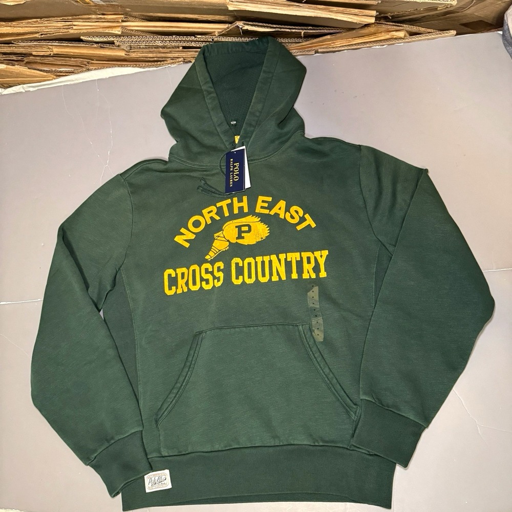 Polo Ralph Lauren NORTH EAST CROSS COUNTRY Graphic Hoodie Sweatshirt Green sz M